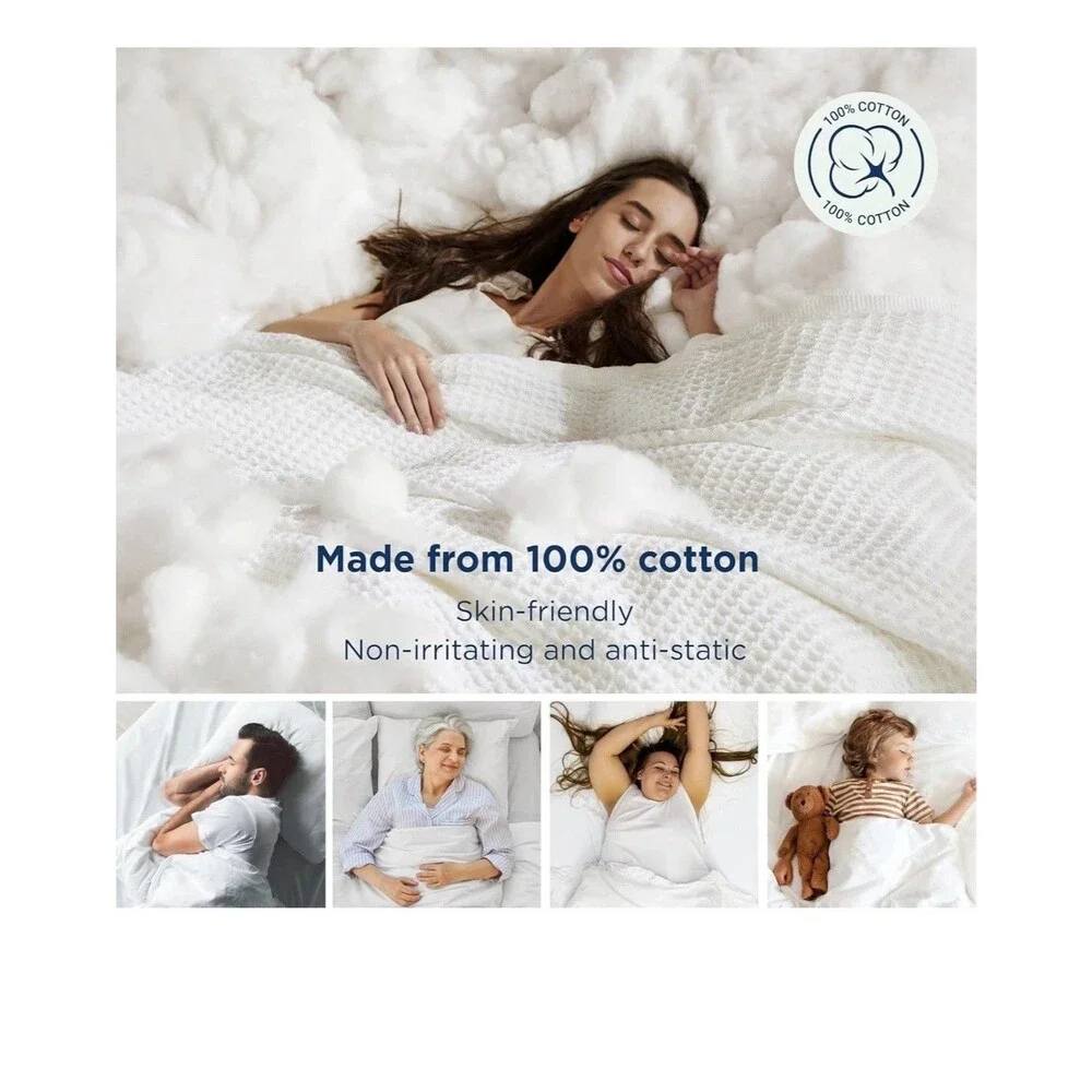 Hudson Park Collection Lattice Texture Blanket FULL/QUEEN White 100% COTTON cozy